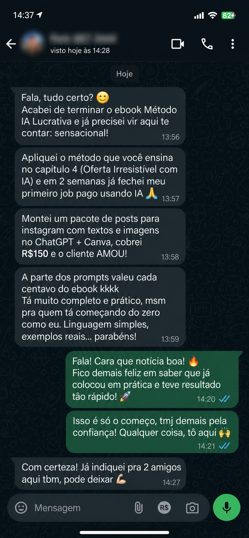 Aluno relata primeiro job pago com IA usando o Método
